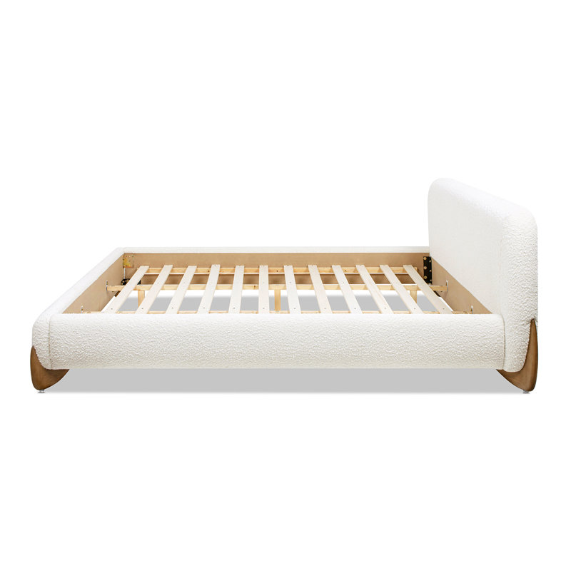 Lit plateforme Lansford Puffy, Très grand, Blanc