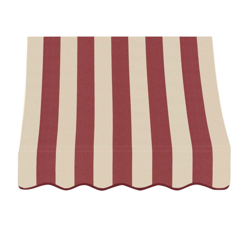 Auvent fixe en tissu acrylique Awantech Nantucket, H 31 po x l 52,5 po x P 24 po, Rayures bourgogne / brun clair