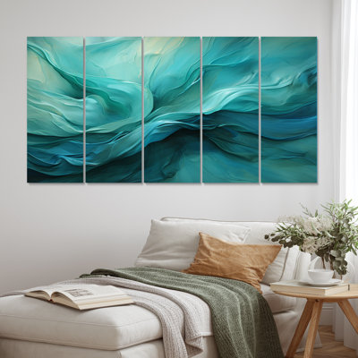 Turquoise Tranquility V - 5 Piece Wrapped Canvas Print