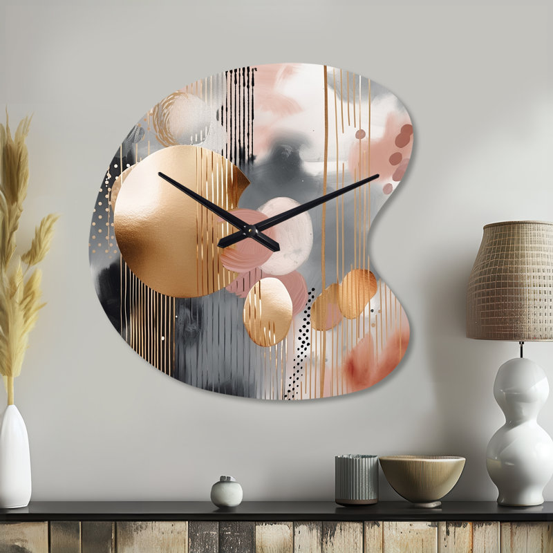Horloge murale asymétrique en marbre, formes douces et lignes en marbre I, Grand