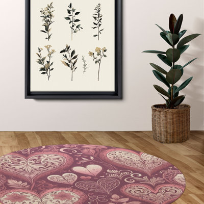 Tapis tressé cœur-rose