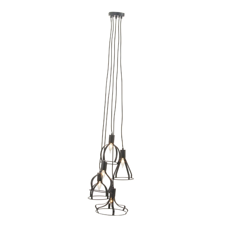 Luminaire suspendu géométrique 5 lumières grappe Comer, H 56 po x l 16 po x P 16 po, Noir