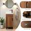 Petit meuble-lavabo simple autoportant 16 po avec plateau en céramique 16 po-585053305