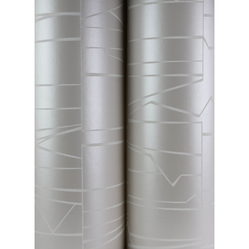 Papier peint à rayures géométriques Huntington Indigo, Gris