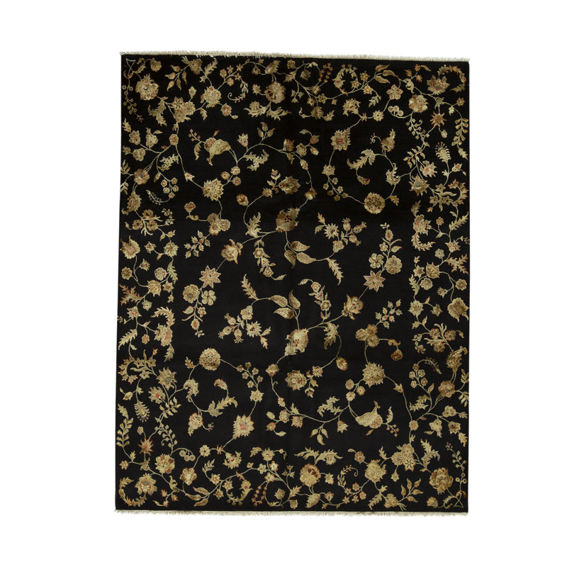 Hand-Knotted High-Quality Black Area Rug