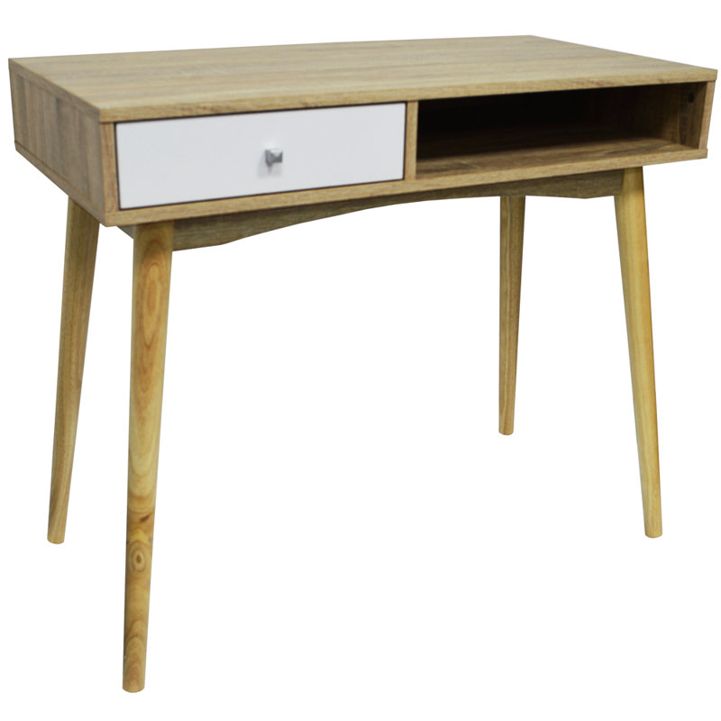 Maze Solid Wood Base Writing Desk, Beige