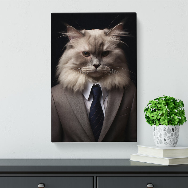 Ragdoll Cat In A Suit No.3 - Wrapped Canvas Print, 60cm H x 40cm W x 3cm D