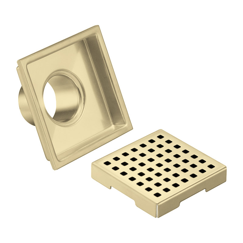 Bonde carrée en or brossé 4 po FlowGuard, Or brossé