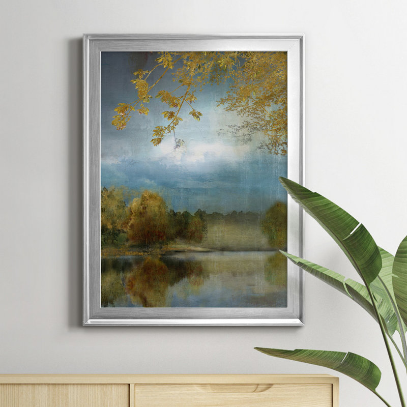 " Golden Leaves " Painting Print, Silver, 24.5" H x 18.5" W x 1" D