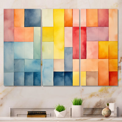 Midcentury Pastel Color Cubes II - Geometric Wall Art