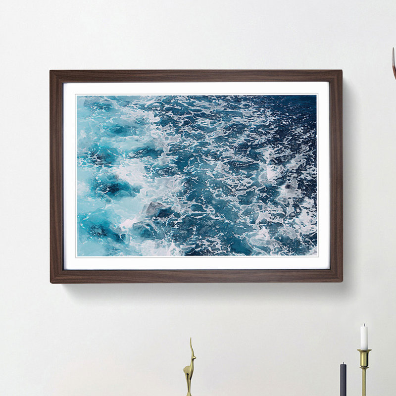 Blue Waters - Picture Frame Graphic Art Print, 62cm H x 87cm W x 2cm D, Walnut Framed