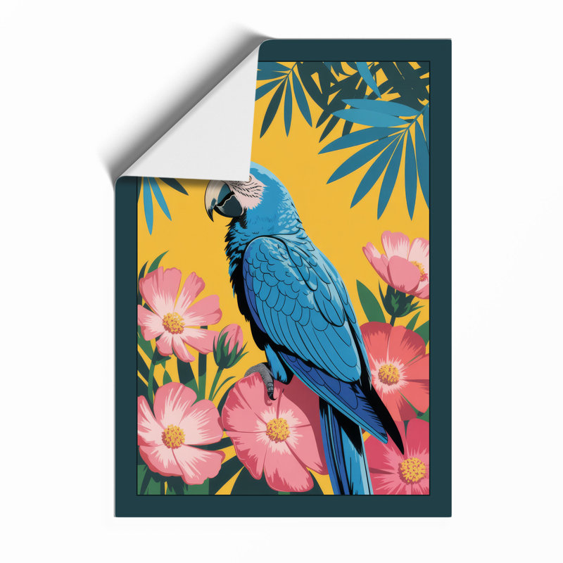 Macaw in Bloom Tropical - Framed Print, A1 - 84.1 x 59.4 cm, Unframed
