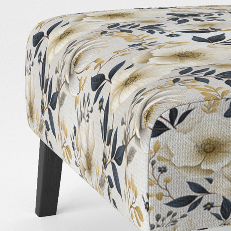Fauteuil de chambre White Poppies Floral Tranquility I - rembourré Cottage