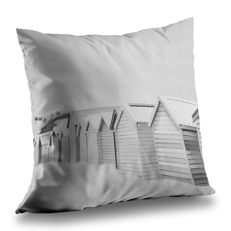 Beach Cabins Monochrome Poly Twill Throw | Home Decor Accent
