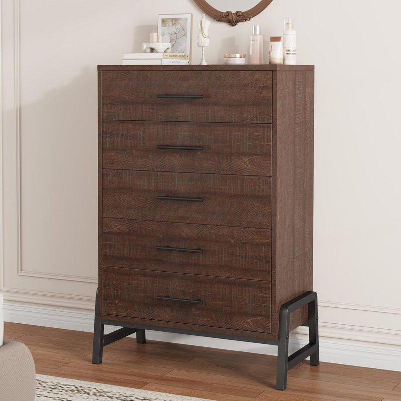 5 Dresser for Bedroom, 50.5 in Tall Drawer with Large Storage Space, Freestanding Wooden Closet Storage Dresser Chest for Living Room, Bedroom, Entryway