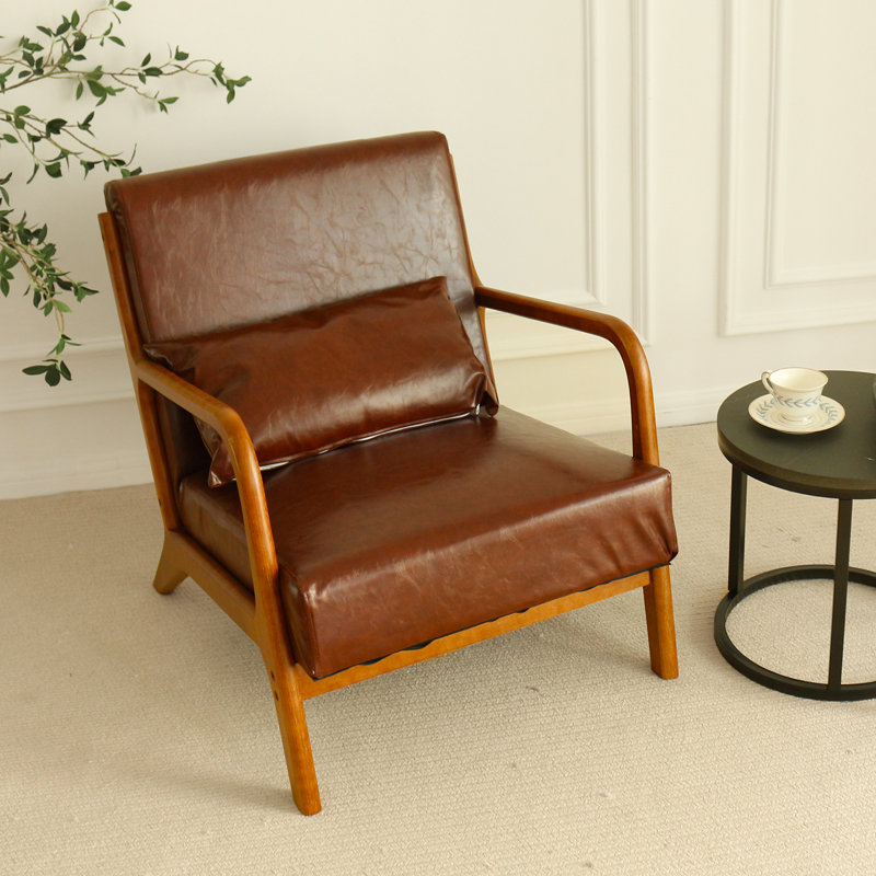 Ihar Faux Leather Accent Chair, Brown Faux Leather
