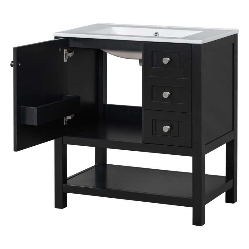 Meuble-lavabo de style transitionnel avec lavabo / porte en céramique