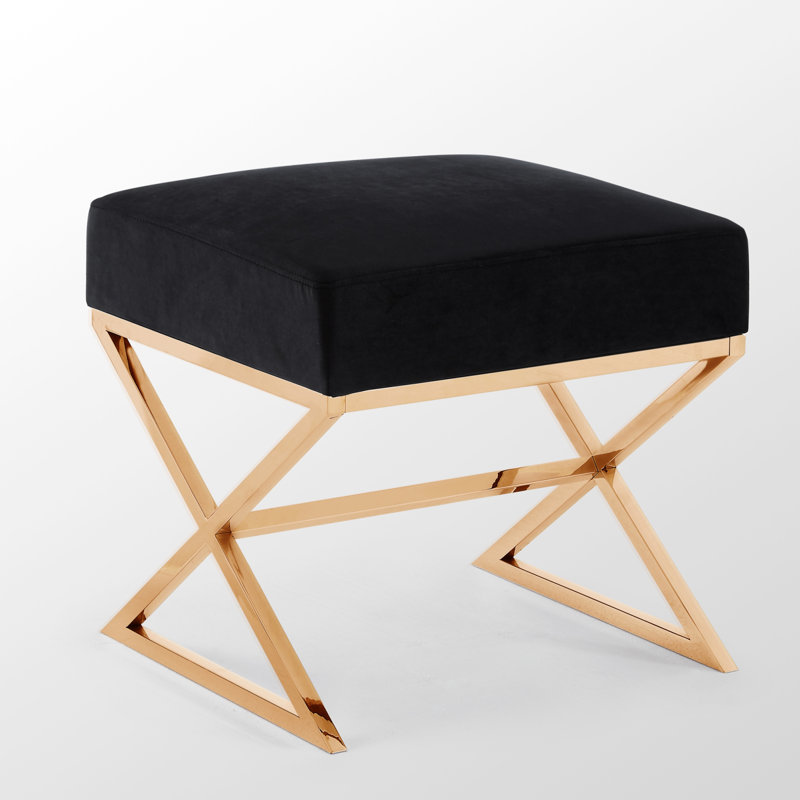 Repose-pieds en velours 18 po Evonne, Velours noir