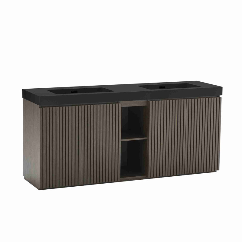 Meuble-lavabo moderne, Oak, Noir