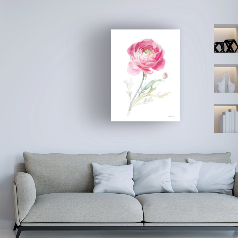 Large Pink Floral Canvas Art with Wooden Frame