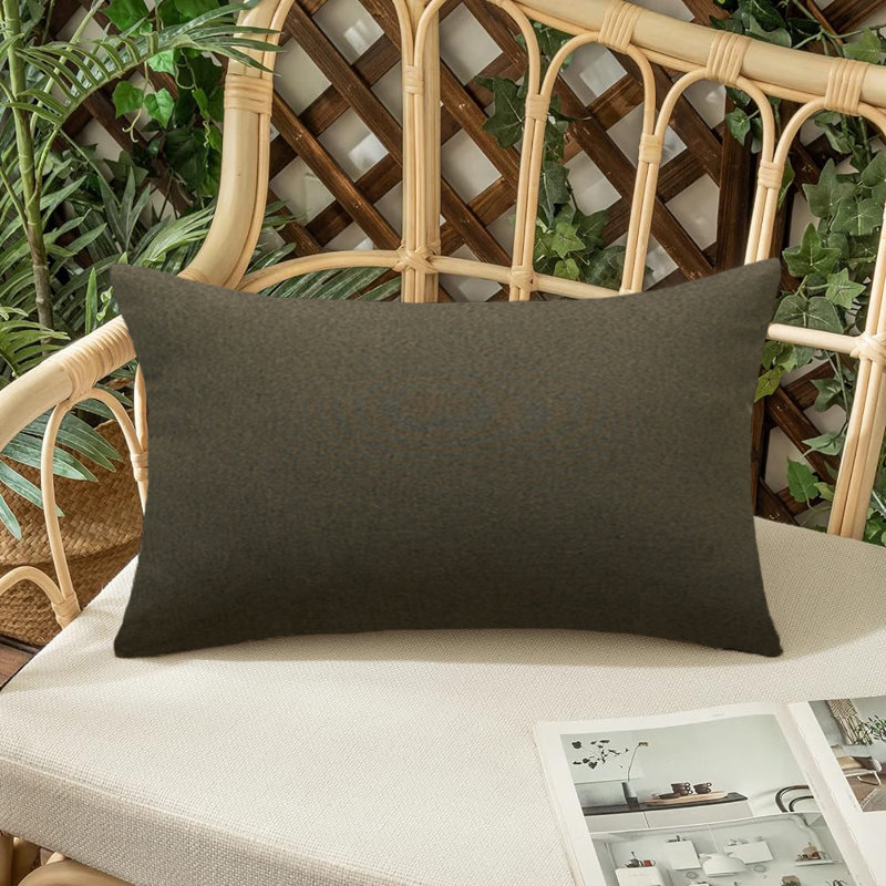 Set of 2 Polyester Indoor/Outdoor Throw Pillows Covers 12"x20" Lumbar support, Brown, Rectangle 12"H x 20"W