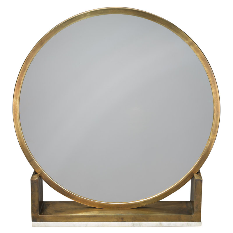 Miroir de plancher en marbre, Laiton antique