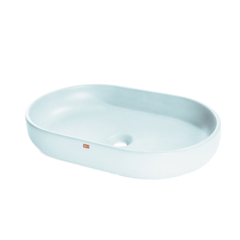 Konkretus Fladd 14.5'' Concrete Oval Bathroom Sink, Caribbean Blue