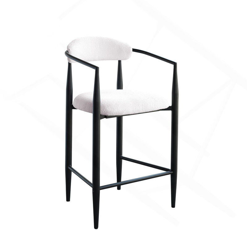 Ensemble de 2 tabourets de bar modernes avec tabourets de bar rembourrés à hauteur de tabouret avec cadre / dossier / accoudoirs en métal pour cuisine / maison / salle à manger
