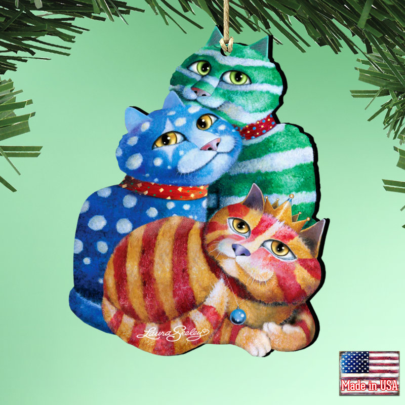 Ornement en bois pour chat emballé cadeau