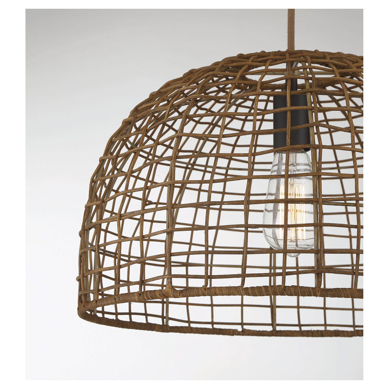 Stevie 1-Light Single Dome Pendant, Black, Dark Brown