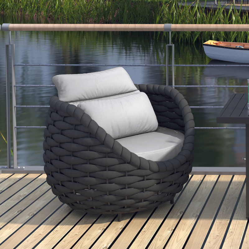 Chaise longue d'extérieur à structure en aluminium et corde en polyester Pingel, Gris clair, Gris foncé