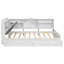 Lit plateforme en bois avec tête de lit, tablettes et 2 tiroirs-994953698