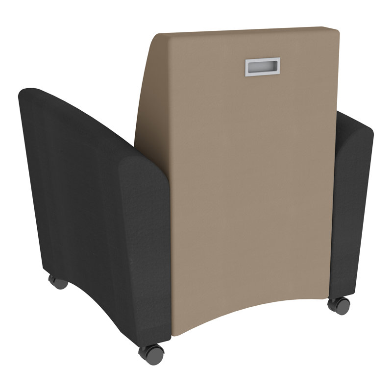 Shapes Series II Vinyl Seat Reception Chair with Wood Frame, Black Smooth Grain/ Taupe