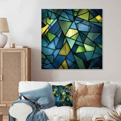 «Blue Green Window Tides I», art mural abstrait en métal