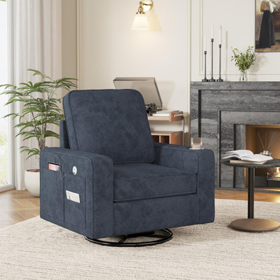 Chaise d'appoint pivotante carrée avec accoudoirs larges
