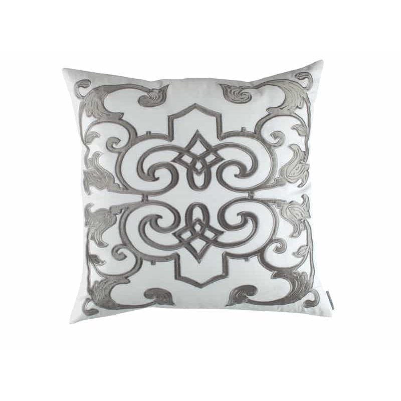 Mozart Linen Square Pillow Cover & Insert, Silver, 24" x 24"