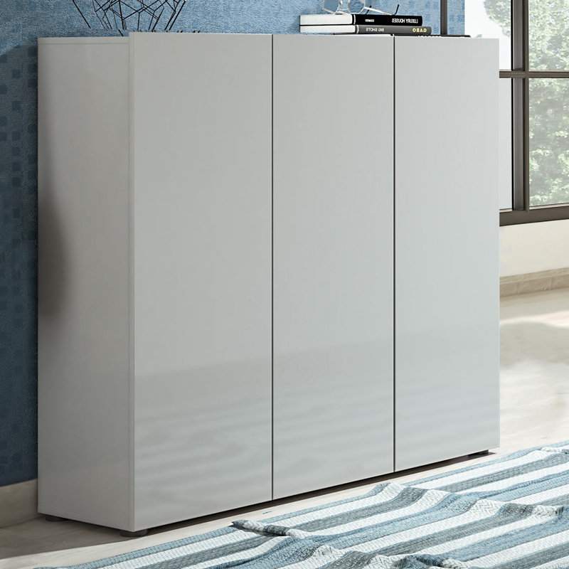 Cania 30 Pair Shoe Storage Cabinet, Grey Gloss