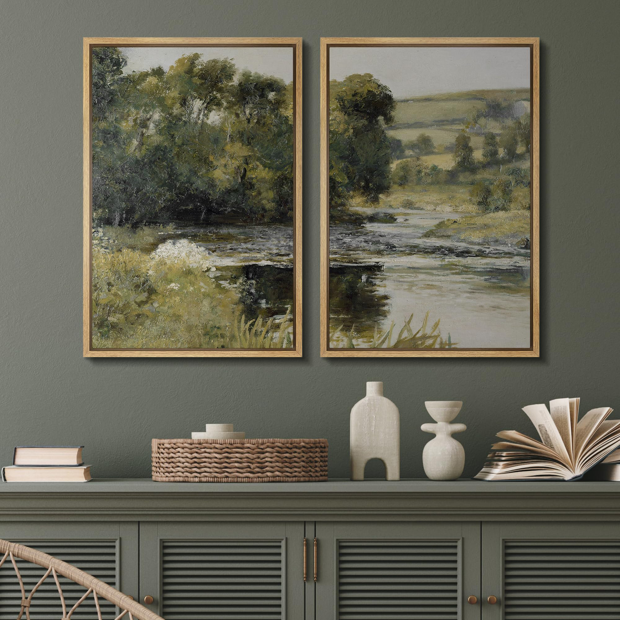 "Woodland Stream Splendor Pastoral" on Canvas