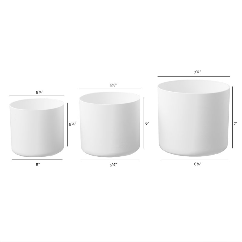 Ensemble de 3 pots à fleurs avec réservoir Partibha, Blanc