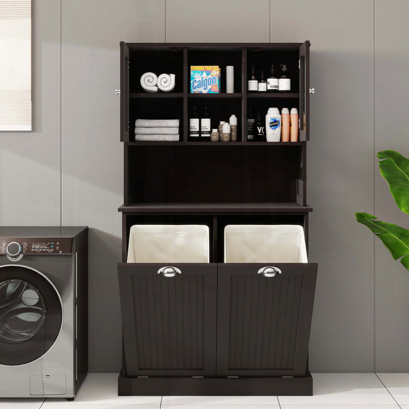 Two-Compartment Laundry Basket Cabinet