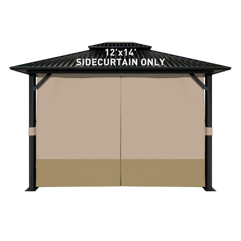 Aoodor Replacement 4-Panel Gazebo Sidewall Curtains, Sand Yellow and Khaki, 82.7" H x 144" W x 168" D