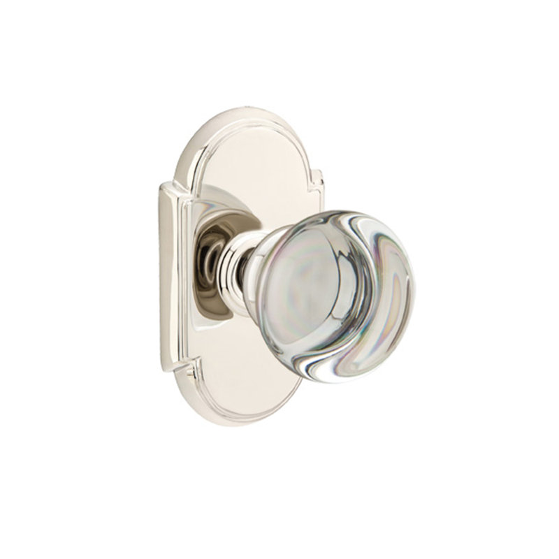 Ensemble de boutons de passage Emtek avec rosette n ° 8 et bouton de verre Providence, Nickel poli à vie
