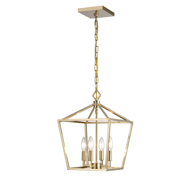 Lustre géométrique à 4 lumières Poisson, Doré, H 18 po x l 12 po x P 12 po