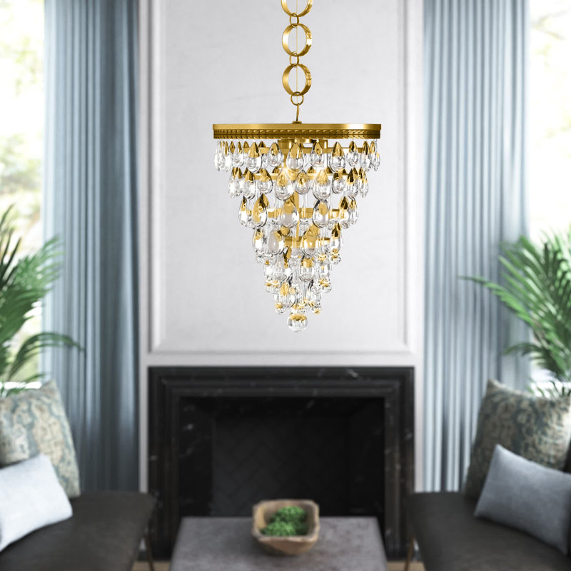 Beno 3 - Light Dimmable Tiered Chandelier, Brass