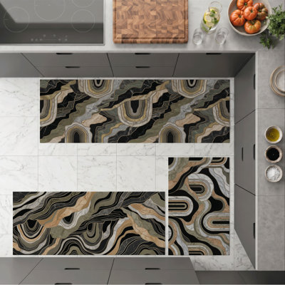 Abstract Swirls Non-Slip Washable Kitchen Mats