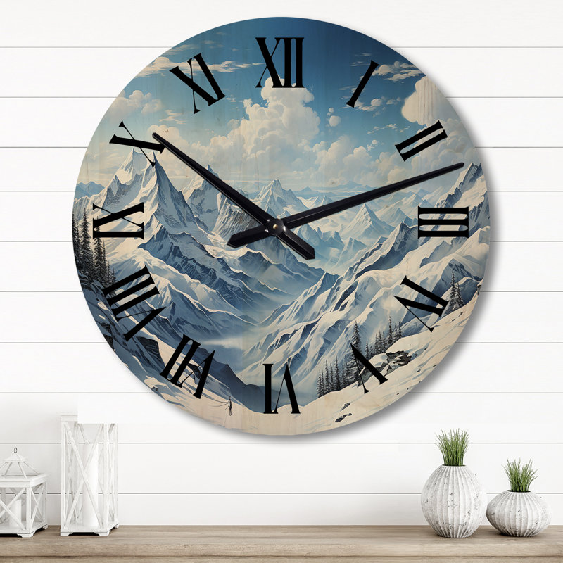 Horloge murale Winter Snowy Peaks I - Paysages, Grand