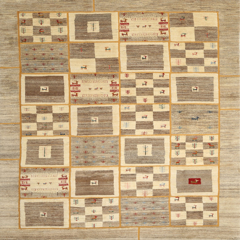 Tapis olive / crème Niesha Southwestern, Carré 7 pi
