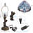 Small Tiffany Lamp Stained Glass Desk Lamp Sea Blue Dragonfly Style Bedside Desk Light Mini Accent Desk Memory Lamp 8X15 Inch