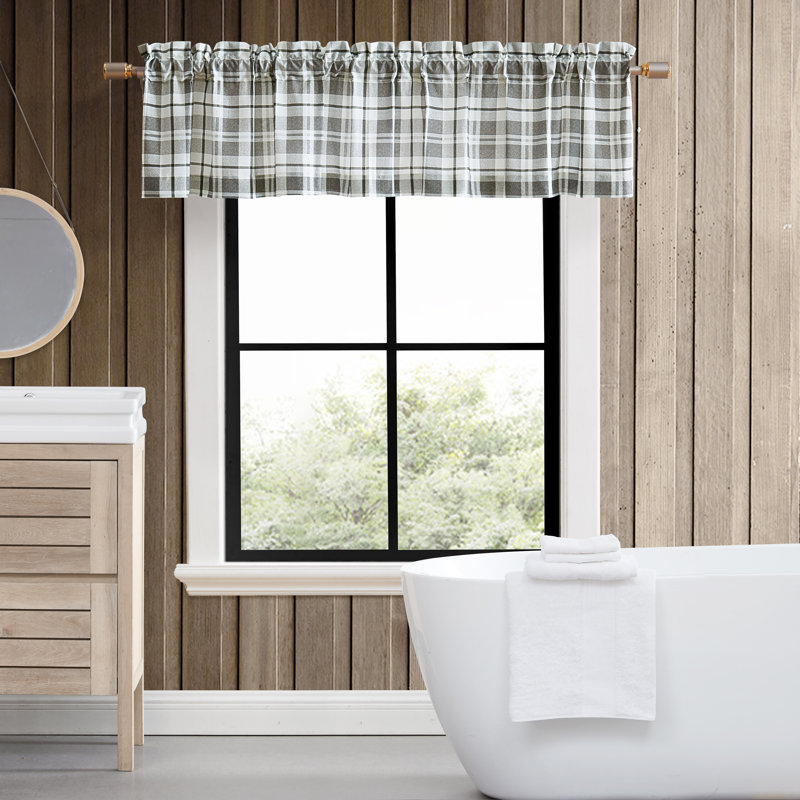 Eddie Bauer Fall Creek Plaid Grey Pole Top Window Valance