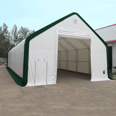 40 pi. L 8 pi. D Abri de rangement à double treillis en PVC 22 oz